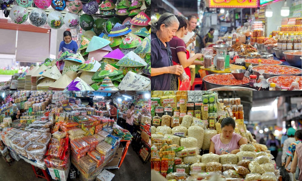 Tại chợ, du khách có thể tìm mua hầu hết các loại đặc sản và quà Huế